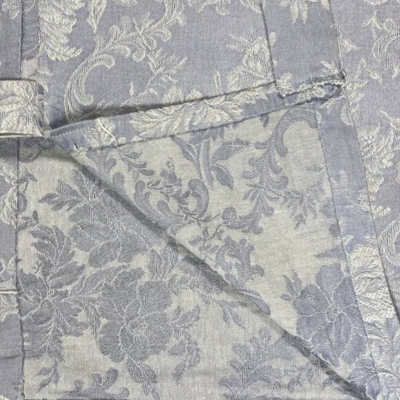 1 Vintage Burlington Curtain Tab Top Panel 80 Long Light Blue White Embroidered - Picture 7 of 9